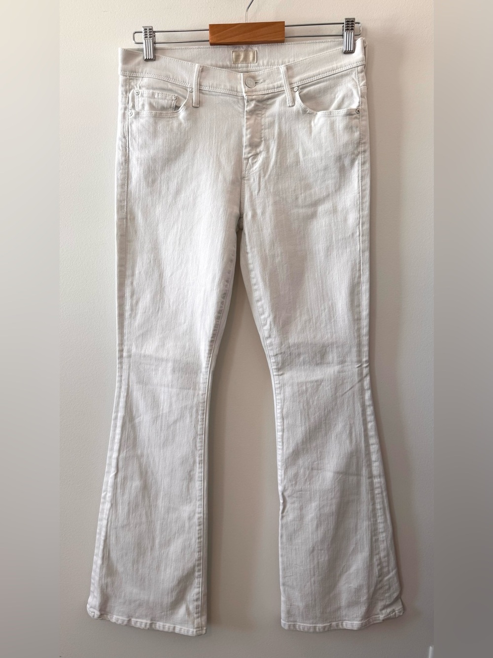 MOTHER The Cruiser Stayin’ Alive White Flare Jeans Size 29